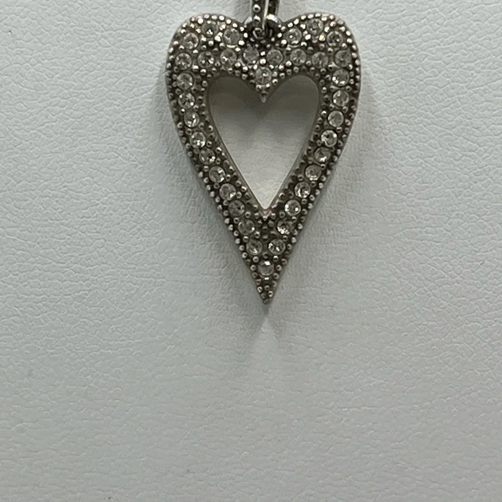 Brighton Bella Mia‎ Necklace Pave Crystals Heart Pendant Reversible Retired 17